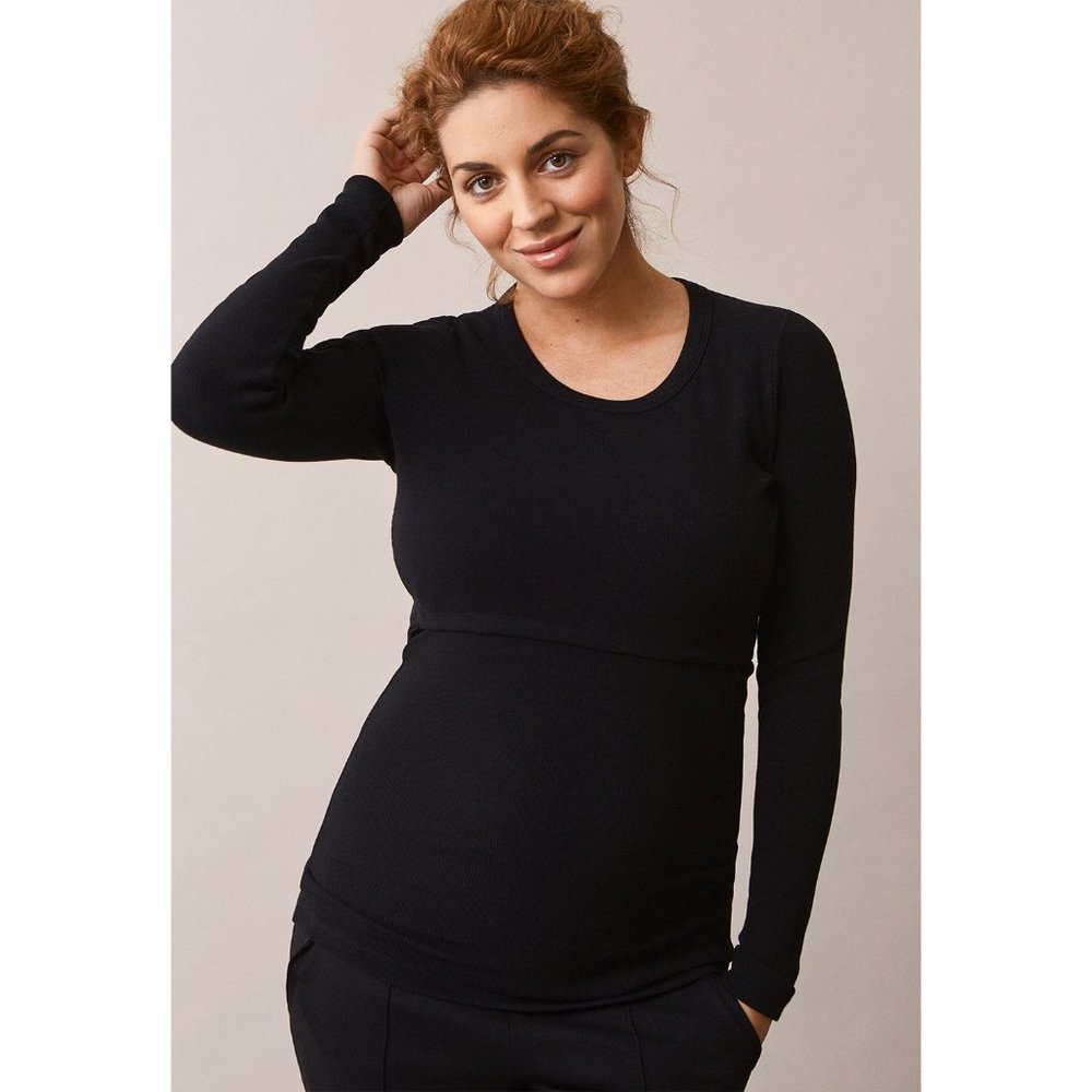 Boob Design Signe Ribbed Long Sleeved Nursing Top - Black